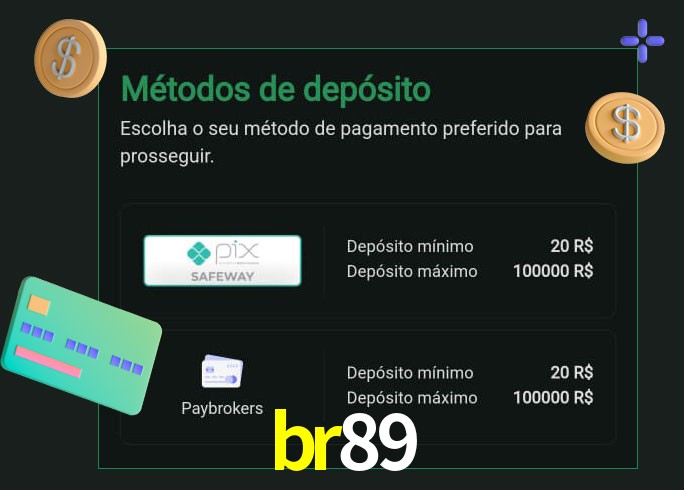 O cassino br89 oferece uma grande variedade de métodos de pagamento